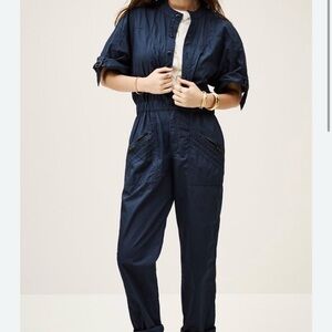 ba&sh Navy Utility Jumpsuit with Cinched Waist